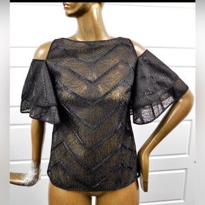 Anne Fontaine Raya Black Lace See Through Top Blouse Size 38